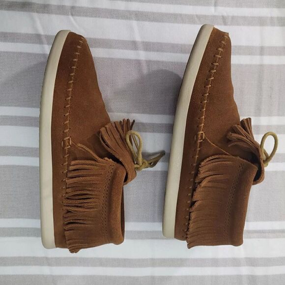 Minnetonka Venice Suede Leather Boho Fringe Bootie Hard SoleBrown Women’s 7 - Picture 4 of 11